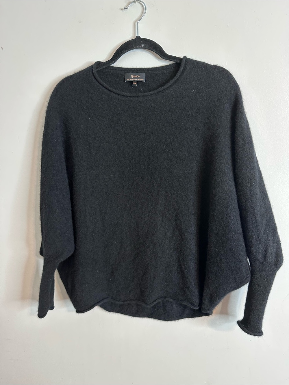 Quince Black Crewneck Cashmere-Blend Sweater